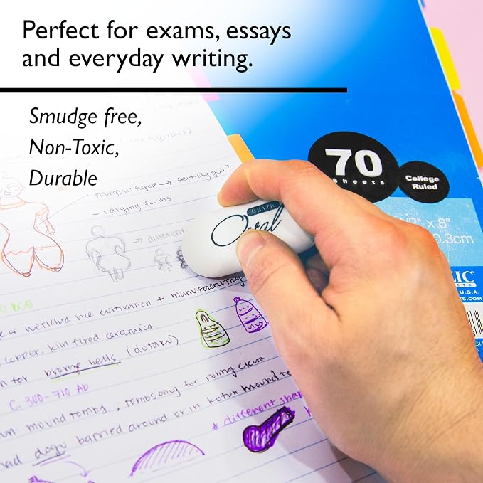 BAZIC White Oval Eraser (4/Pack)