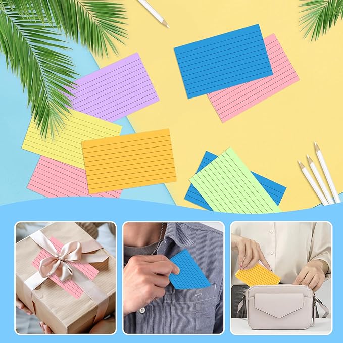 Bignc Index Cards Colored Notecards, 3 X 5 Inch Ruled Color Note Cards for School, Home & Office, Multi Colors Flashcards, Colorful Notecards,Pink Index Card Ruled, Purple Lined Flash Cards (600)