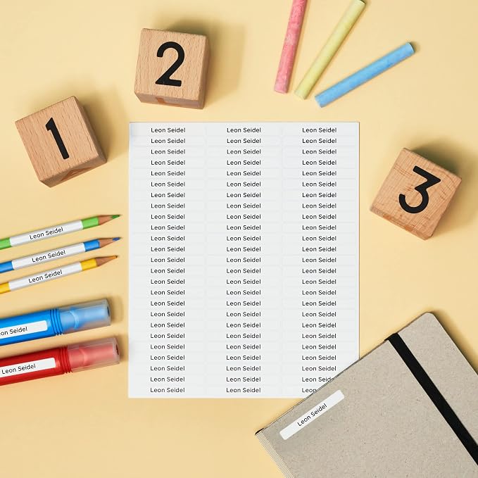 Personalized Kids Name Labels for Pencils White [150pcs] - Waterproof Name Stickers for School & Daycare - Pencil Custom Name Stickers - Children Name Stick On Labels for Pens (2.0”x0.3”)