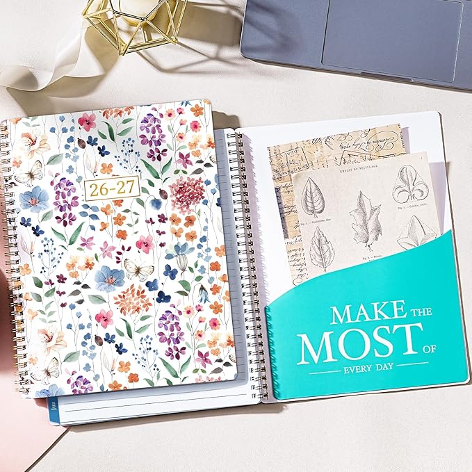 Planner 2026-2027 - Weekly & Monthly Planner, Jul 2026-Jun 2027, Academic Planner 26-27, 6.4"×8.5", Tabs, Thick Paper, Twin-Wire Binding, Back Pocket, Inspirational Quotes for Office Home School