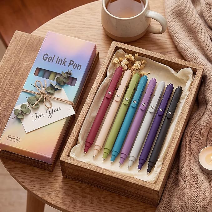 Thboxes 8Pcs Gel Pens for Journaling, 0.5mm Fine Tip Retractable Colored Nurse Pens - Smooth Writing for Note Taking, Office & School Supplies, Journaling Supplies for Women Teacher Nurse gifts