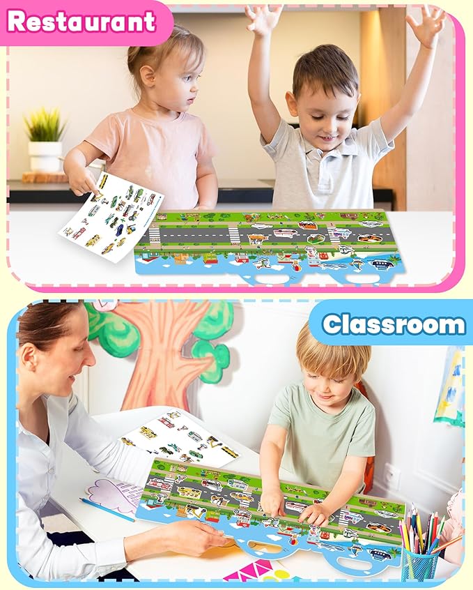 Walenced Reusable Sticker Book for Toddlers, Travel Stickers for Kids, Toddler Craft Activities Toys, Birthday Gifts for Boys & Girls