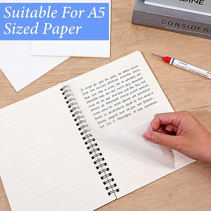 6 Pads Large Transparent Sticky Notes, 5.5 x 8 Inch Clear Self-Adhesive Translucent Paper, 300 Sheets Waterproof PET Jumbo See-Through Notes for Office Home Organization Supplies