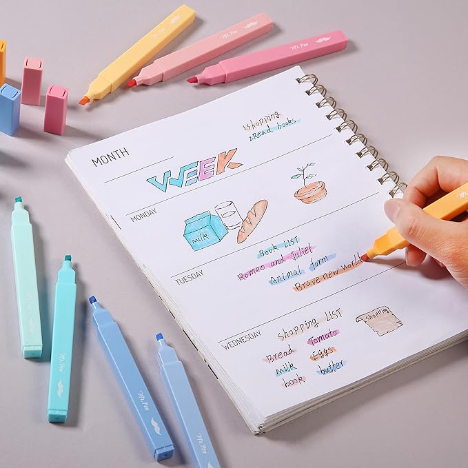Mr. Pen- Aesthetic Highlighters No Bleed, 8 Pack, Assorted Colors, Chisel Tip, Cute Highlighters Assorted Colors for Journaling, Highlighting, Underlining, Fast Dry, Back to School Supplies