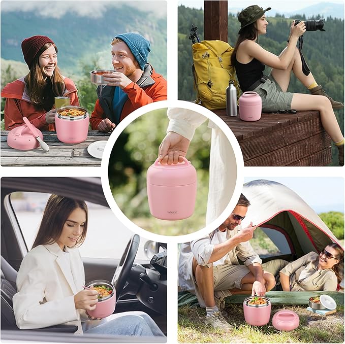 wiwens Thermo Food Jar for Hot Food Adults 32OZ Soup Thermo Lunch Containers Wide Mouth Vacuum Insulated Stainless Steel Leakproof Bento Box with Spoon