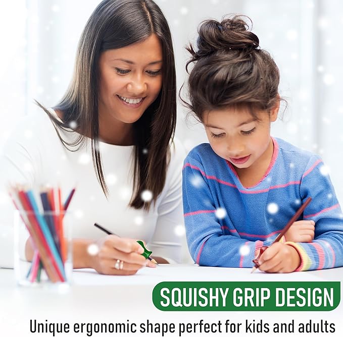 The Pencil Grip Metallic Grippers 6-Pack, Pencil Grips for Kids Handwriting, Ergonomic Pen Holder for Righties & Lefties, Writing Practice for Kids, Toddlers, Adults, Writing Tool with Finger Cushion