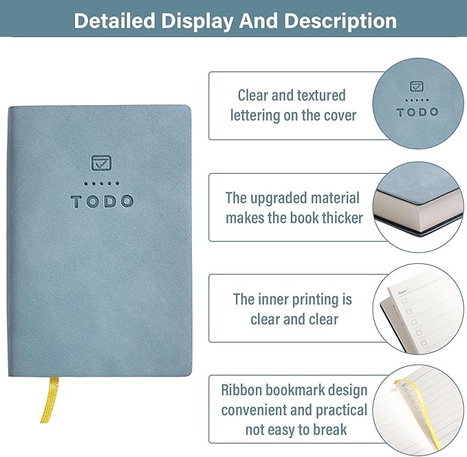 Tiita to Do List Notebook 98 Pages Daily to Do List Notepad for Work Pocket to Do List Undated Daily Planner 4.2"x 2.8" Small Checklist Notebook Blue