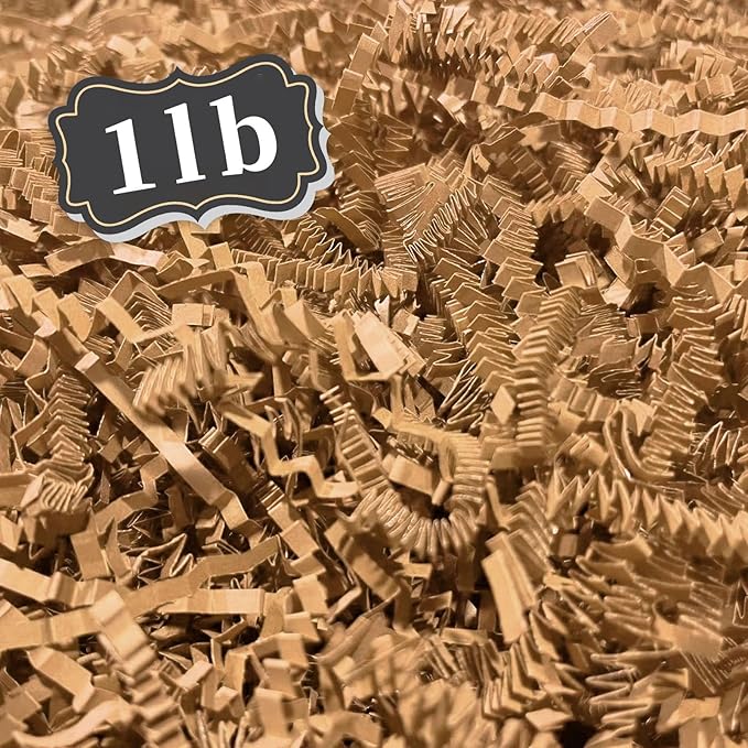 ZEBMOON 1 LB Brown Crinkle Cut Paper Shred Filler Great for Gift Wrapping, Basket Filling, Birthday, Wedding, Halloween, Thanksgiving, Christmas Day New Year Party Decorations Filling Supplies