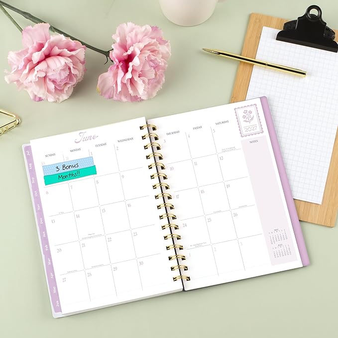 Cambridge Planner 2026-2027 Weekly & Monthly Academic 12-Month July-June, 5-1/2" x 8-1/2", Cherrywood Lane, Peony Lace (CL18-200A)