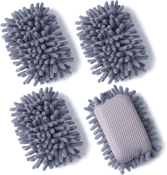 4 Pieces Microfiber Shag Whiteboard Eraser Shag Washable Dry Eraser Board Eraser for Chalk, Classroom Teacher Supplies, Home and Office (Grey)