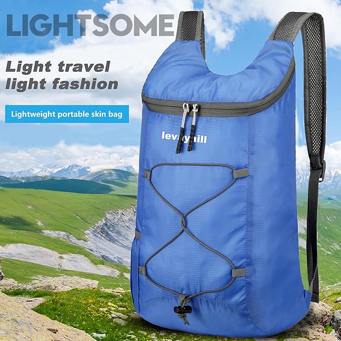 levayhill 16L Lightweight Foldable Hiking-Backpack Small Packable-Daypack For Travel,Ultralight Water-Resistant Gym Bag Men Women Easy Carry-on (Royal Blue)