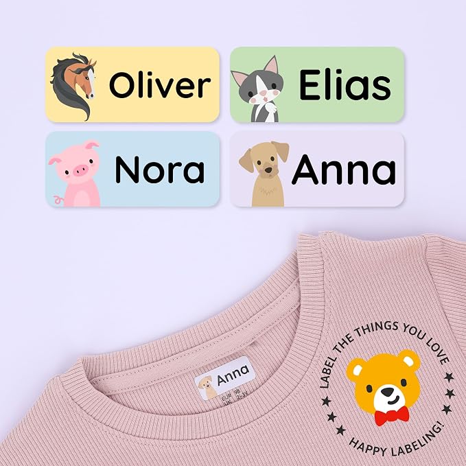 Iron-On Name Labels & Clothing Labels for Nursing Home (120) – Iron On Name Tags & Name Labels for Clothing & Clothes, School & Daycare – Waterproof - Pets