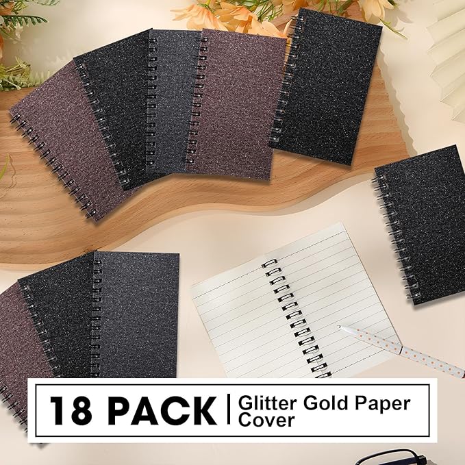 Jutom 18 Pcs Small Spiral Notebooks Memo Pads 3x5 Bulk Small Pocket Notebooks Mini Notepads with Lined Pages Mini Journals for Office School Work Supplies, 120 Pages (Black,Grey,Coffee)