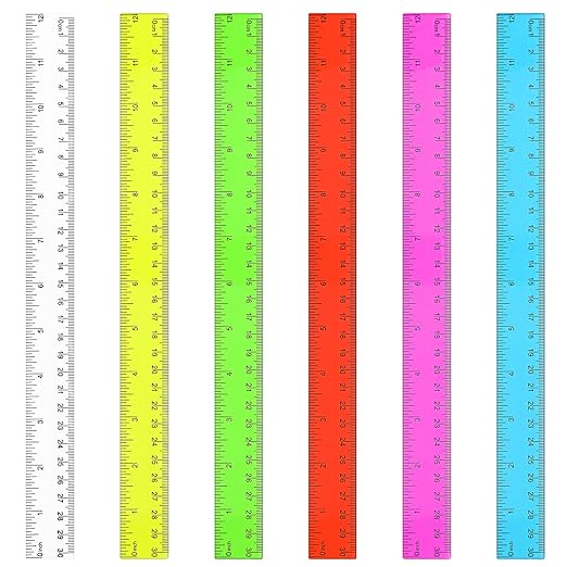 Zonon 30 Pcs Clear Plastic Rulers Bulk 12 Inch Ruler for Classroom, Easy-to-Read with Inches and Metric, First Day of School Gift for Kids, School, Home, Office, Students, Teachers