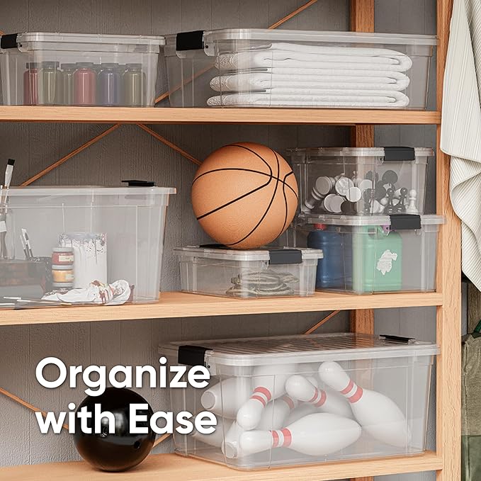 Superio Small Clear Storage Boxes with Lids, 11 Quart BPA Free Plastic Containers, Bins for Organizing, Stackable Crates, Organizer Totes for Home, Office, School, and Dorm