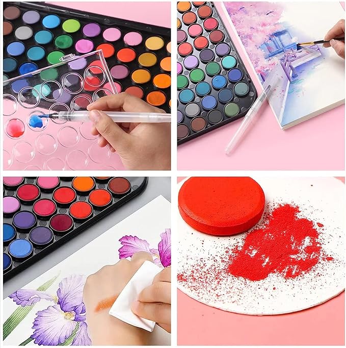 GETHPEN Watercolor Paint,watercolor paint set,48 Colors Washable Watercolor Paint Set With Brush, Refillable Water Brush Pen, Palette, and Water-Washable Paints for Adults Artist Beginner