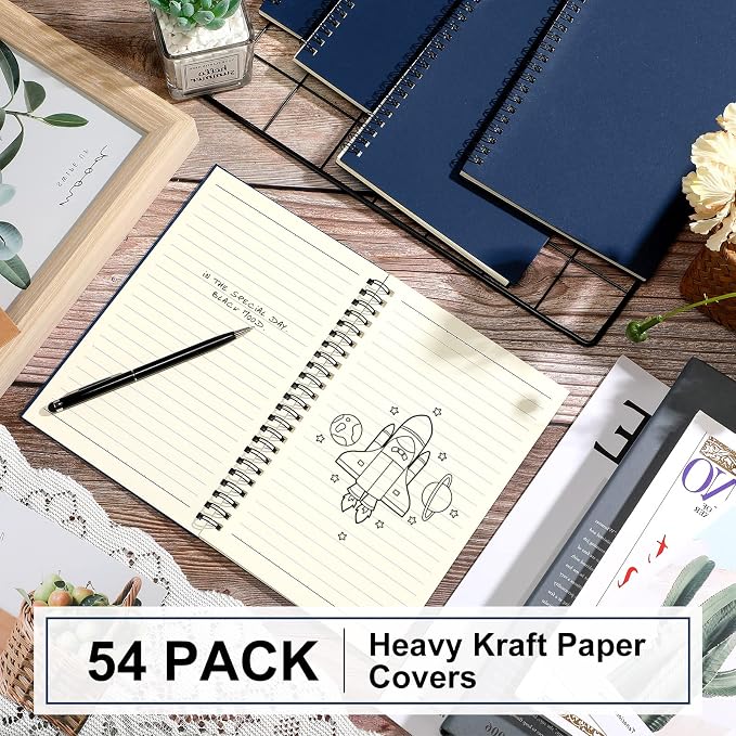Yahenda 54 Pcs Spiral Notebooks, 1 Subject, Wide Ruled, Deep Blue