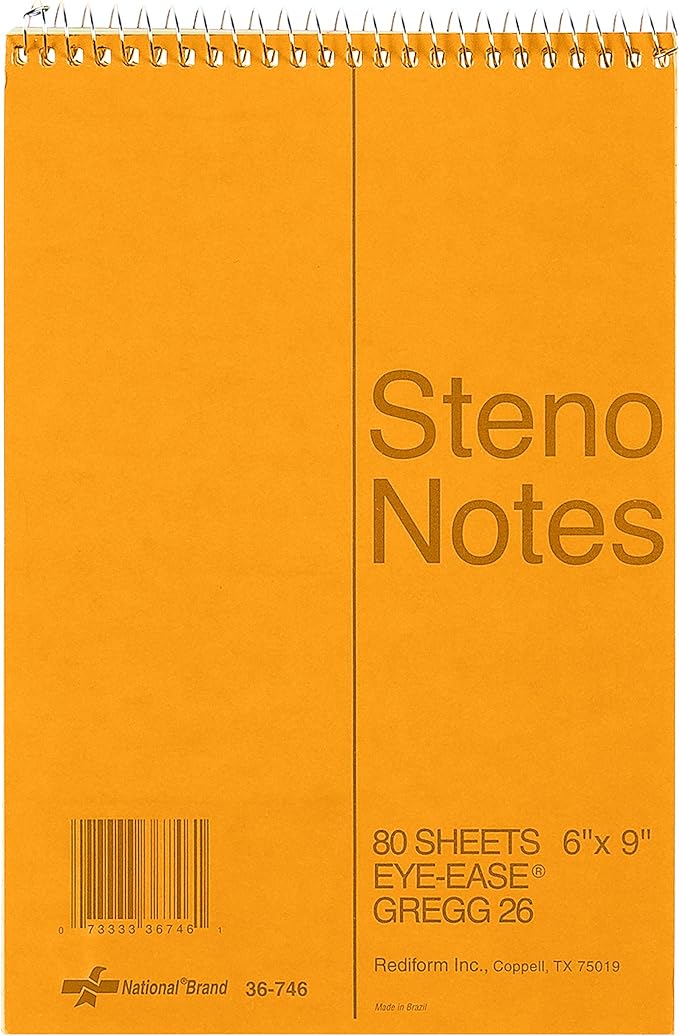 National Brown Board Cover Steno Notebook, Gregg Ruling, Green Eye-Ease Paper, 80 Sheets, 6 x 9.25 x 6 inches, Pack of 12 (36746-12)