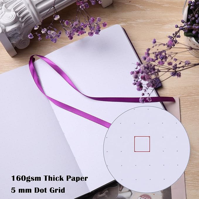 MGGAO Dotted Journal Notebook for Women Men, Journals for Writing, A5 Aesthetic Dot Notebook for Work, Travel, School,190 Numbered Pages, 5.8”x8.4”