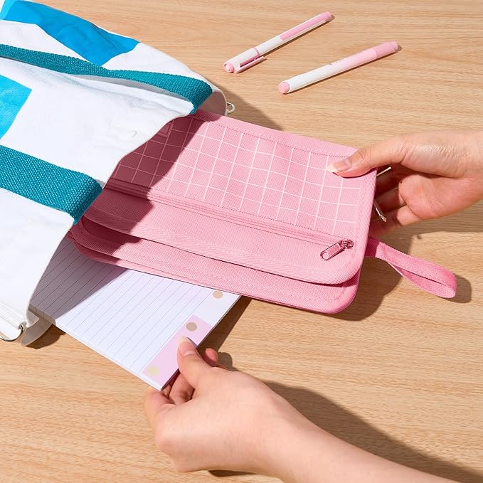 Sooez Large Pencil Case, Big Capacity Pencil Pouch Pen Bag with 3 Compartment, Portable Canvas Stationery Organizer with Zipper, Cute Aesthetic School Supplies for Teen Girls, Celadon