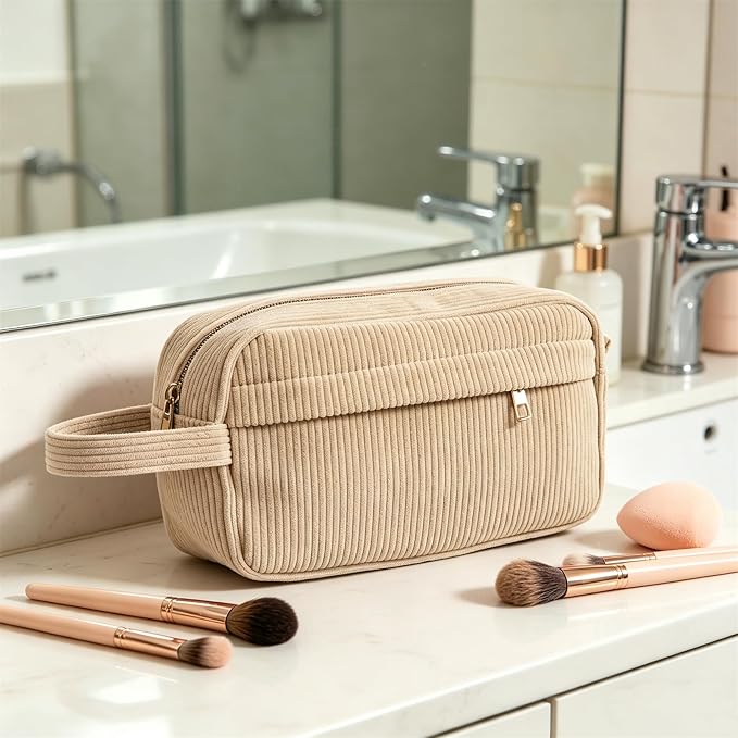 Corduroy Pencil Case, Large Capacity Stationery Organizer | Aesthetic Multifunctional Design That Doubles as a Cosmetic Makeup Pouch or Travel Storage Bag