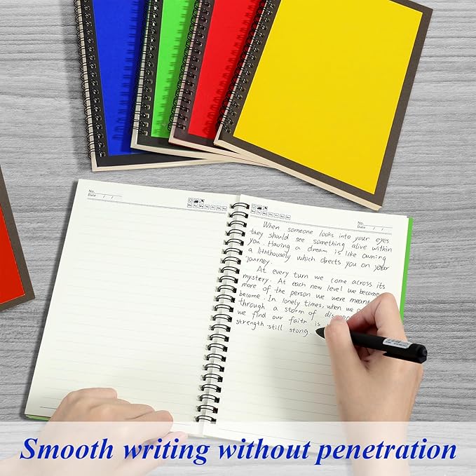 Leelosp 12 Pcs Small Spiral Notebook Lined Spiral Journal College Ruled Notebook Wire Bound Kraft Cover, 120 Pages for Work (Blue,Green,Yellow,Red,5.5 x 8.3 Inch)