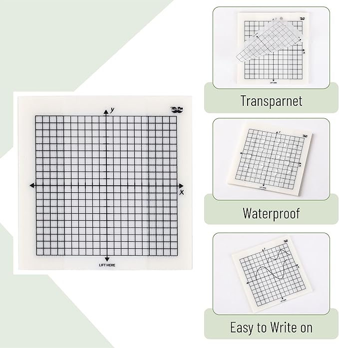 Mr. Pen- Transparent Graph Sticky Notes, 3x3 Inch, 6 Pads, 50 Sheets/Pad, 6 Grid Designs, Square Graph Paper Notes & Fineliner, Waterproof Grid Sticky Note Pads for Math, Study, Journals, Planners
