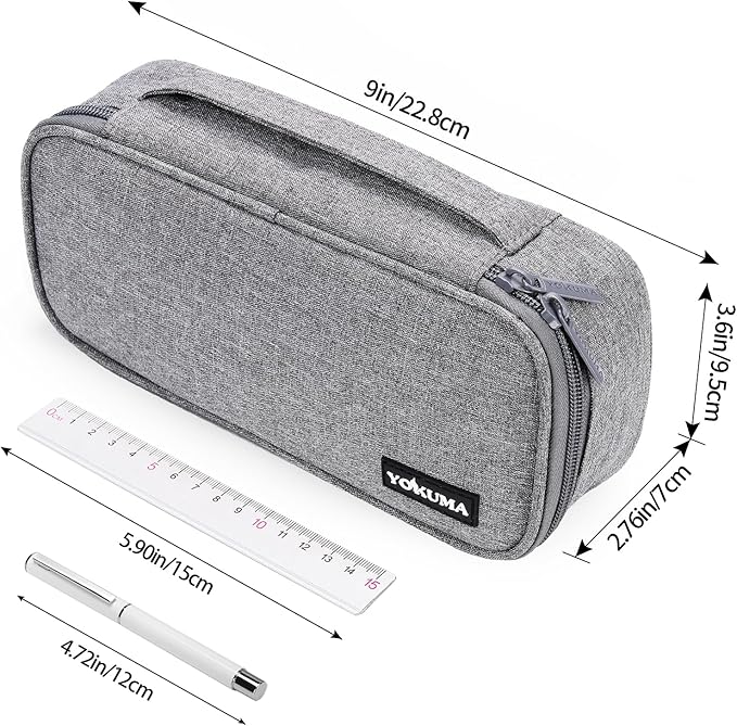 YOKUMA Pencil Case,Large Capacity Pencil Pouch,Aesthetic Zipper Pencil Box, Back to School Supplies for College Student Teen Adults,Travel Essentials,Electronic Cable Organize