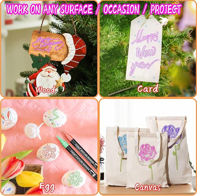 Caliart 36 Colors Outline Markers Shimmer Glitter Pens, Doodling Marker Set for Adults Artists, Cool Fun Craft Drawing Art Supplies
