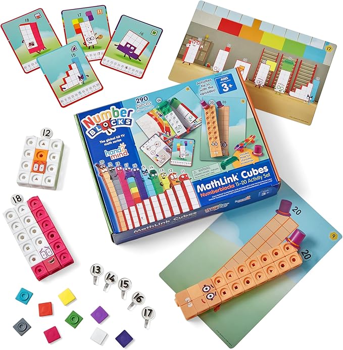 hand2mind MathLink Cubes Numberblocks 11-20 Activity Set, 30 Preschool Learning Activities, Counting Blocks, Linking Cubes, Educational Toys for Kids, Number Games, Math Manipulatives Kindergarten