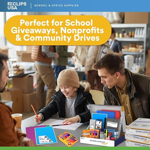 Back to School Supplies Kit 60 Piece, 12 Kits for K-5 Kids Bulk School Supplies Set School Supply Kit