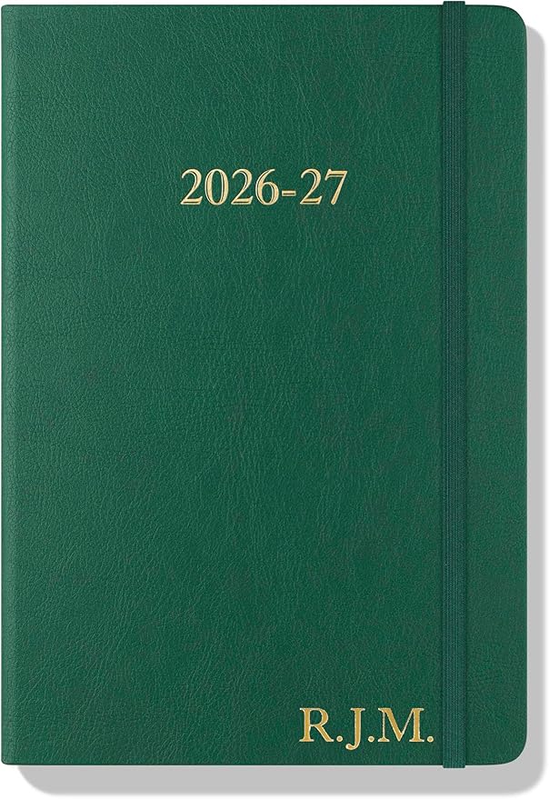 Wykeham's Executive 2026-27 Daily Journal Planner – Customization Available – Mid-Year Academic Diary – July 2026 to June 2027 (Personalized Racing Green, 8.5"×5.5")