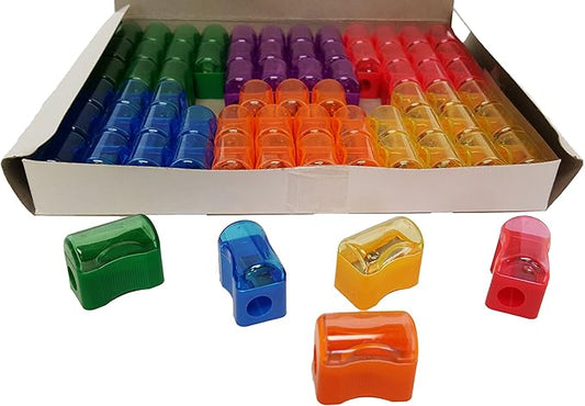 Pencil Sharpeners for Kids with Removable Neon Colored Lids (144 Pack)