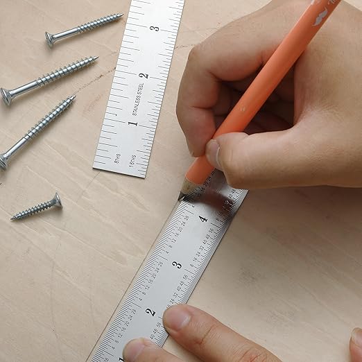 Mr. Pen- Machinist Ruler, 6 Inch, 2 Pack, Stainless Steel Imperial, Precision Measuring Tool, 1/8", 1/16", 1/32", 1/64" Graduation for Engineering, Carpentry, Drafting, Office, School