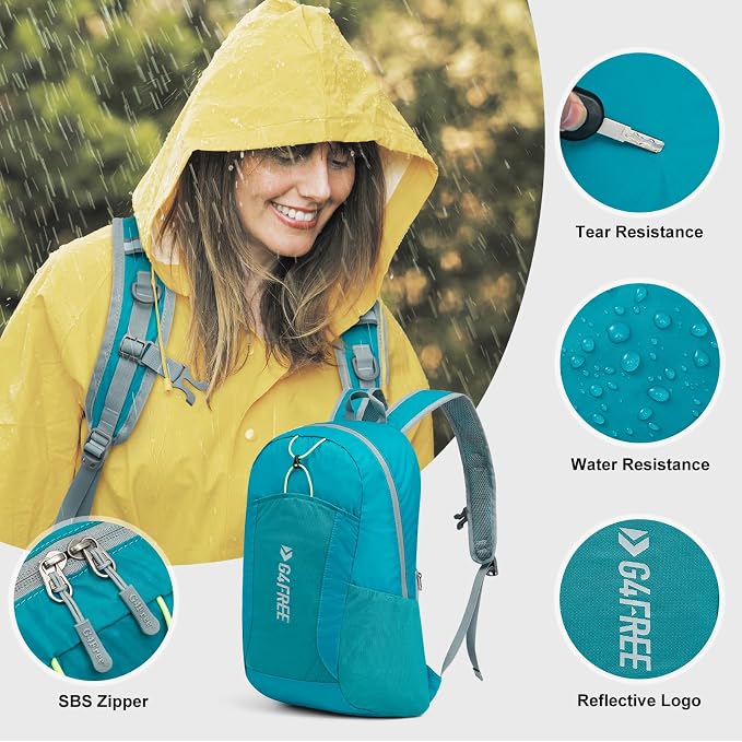 G4Free 24L Lightweight Packable Hiking Backpack Sport Travel Daypack Water Resistant for Women Men | Water Resistant Material, 11.4*7.9*18.5 in, Outdoor Sports, Travel, Hiking, Day trips, Cycling, Daily Use, Foldable Backpack