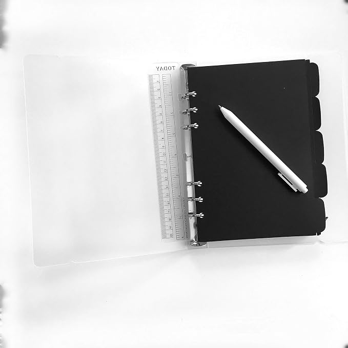 Zelten Refills/Loose Leaves for A5 Cover Ring Binder/Personal Organizer/Planner(A5 6 Holes, Divider Horizontal Black Paper)