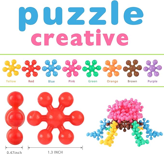 TOMYOU 300 Pcs Building Blocks Kids STEM Toys Educational Sets Interlocking Plastic for Preschool Boys and Girls Aged 3+, Safe Material Creativity