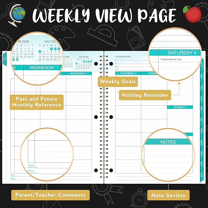 Student Planner 2026-2027 - School Planner 2026-2027, July 2026- June 2027, 8.5" x 11", Monthly and Weekly School Calendar with Colorful Tabs, Stickers and 3-Hole Punched, Academic Planners