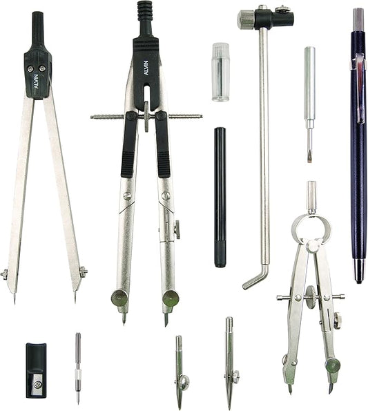 Alvin Jet-Bow Beam Combination Drawing Set, Model 929JS, Speed Compass with Interchangeable Pen, Pencil, Divider Parts, Geometry and Engineering Kit, Drawing and Architecture Tools
