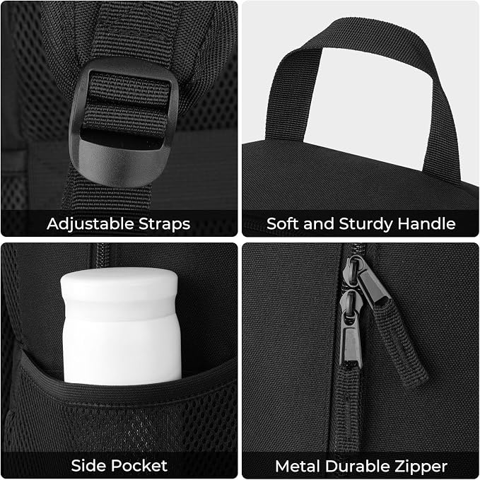 Black Backpack, School Backpack for Boys Girls, Lightweight Casual High School Bookbag, Daily-use Travel Laptop Backpack Fits 17.3 Inch Notebook