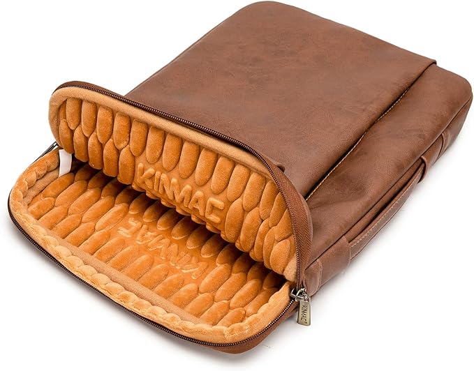 Kinmac 360 Degree Protective Laptop Sleeve Case Bag with Handle for MacBook Air 15 inch and 15 inch-15.6 inch HP Lenovo Dell ASUS Acer Laptop (Coffee PU)