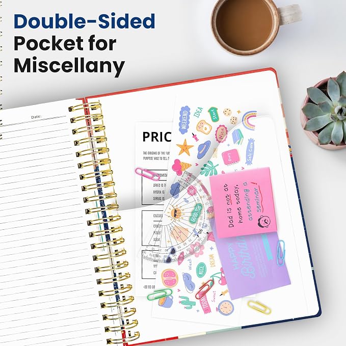 Taja Large Spiral Notebooks for Work 5 Subject with Removable Dividers