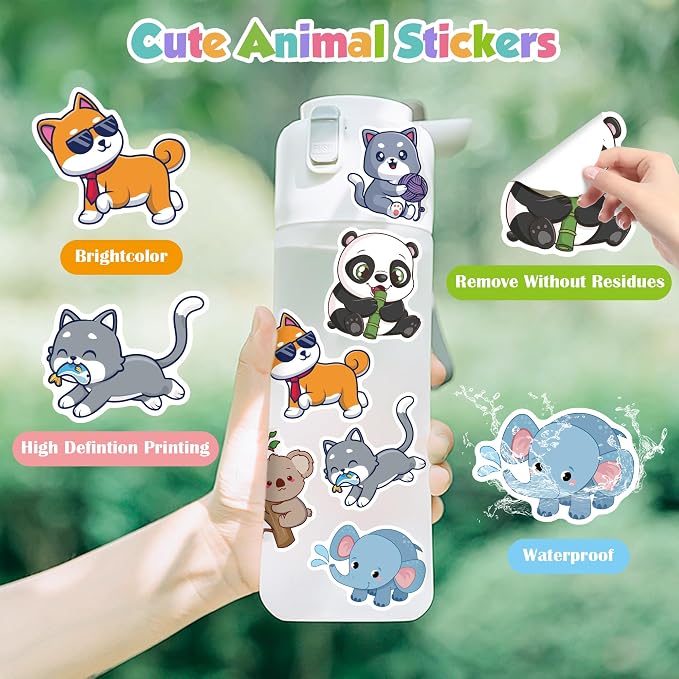 Back to School Supplies - 100 PCS Water Bottle Stickers for Kids,Cute Animal Aesthetic Sticker Pack - Vinyl Kawaii Stickers for Girls Boy Classroom Prizes,Party Favors for Scrapbook, Laptops, Journal