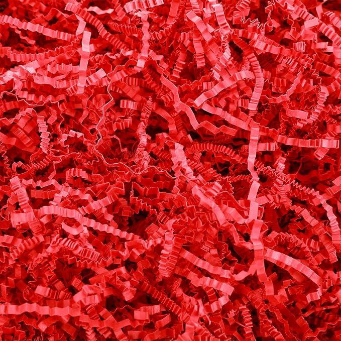 Outus 2 LB Red Crinkle Cut Paper Shred Filler for Gift Baskets Box Bags Red Crinkle Shredded Papers Confetti Stuffing Grass Cushion Tissue for Graduation Wedding Birthday Packaging Wrapping Decoration