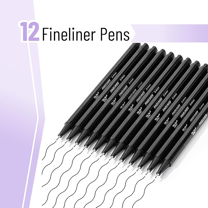Mr. Pen- Black Fineliner Pens, 12 Pack, 0.4mm Fine Point, Smooth Bible Journaling Pens for Note-Taking, Sketching, Planning, Art Projects, Small Detailing, Fine-Ink Drawings, School Supplies