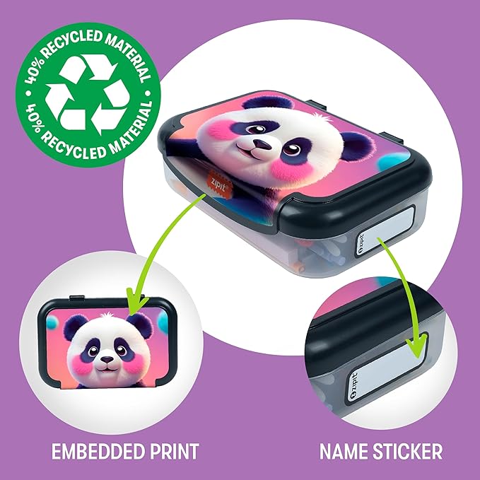 ZIPIT: Recycled Plastic Pencil Box - Blushing Panda - Large Capacity Case, Animal Character, Stationery Organizer, School Supplies-Toys Holder, Kids