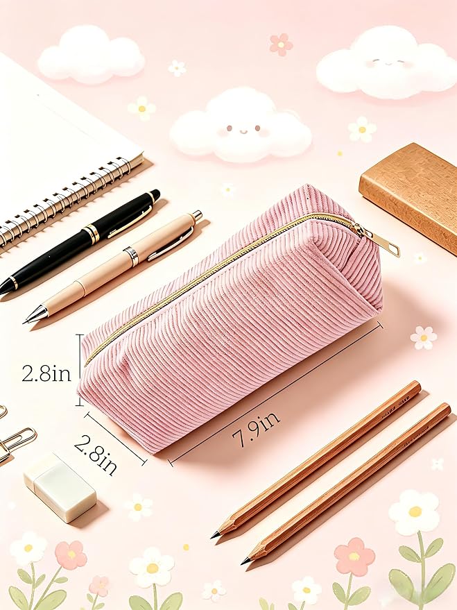 Pencil Case, Pencil Pouch for Women, Pencil Case Small, Pencil Pouch Aesthetic (Pink)