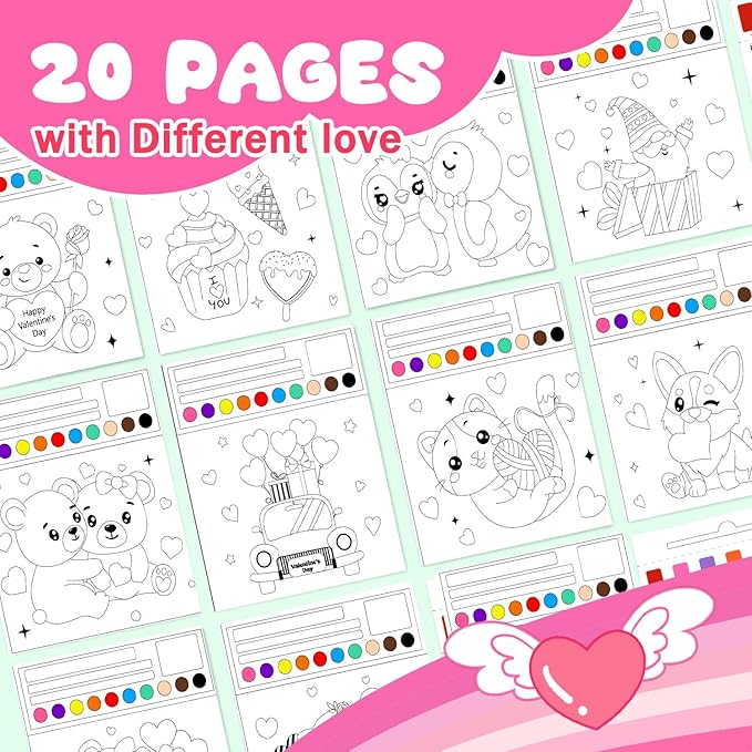 AGGKKY Valentines Paint with Water Coloring Books for Kids Toddlers Mess Free Watercolor Painting Sets Valentines Arts and Crafts for Kids 3+ Travel Activities Birthday Stocking Stuffers Toy Gift