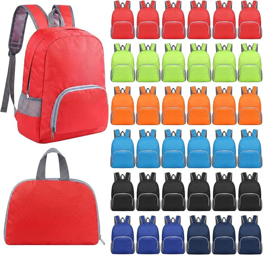 36 Pcs Back to School Backpacks in Bulk Classic Colorful Foldable Backpacks Oxford Cloth Multi-Use Book Bags for Outdoor Travel Student School Supply 7 Colors