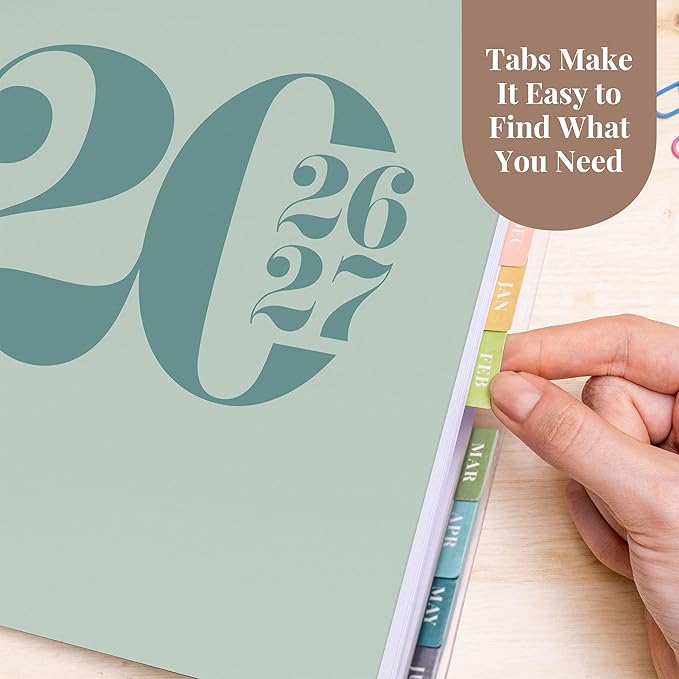 Rileys Academic Planner 2026-2027, Daily, Weekly & Monthly Planner, July 2026 - June 2027, Student Notes Pages, Twin-Wire Binding, Weekly Agenda for School & Work (8.5 x 11-Inches, Typographic, Green)